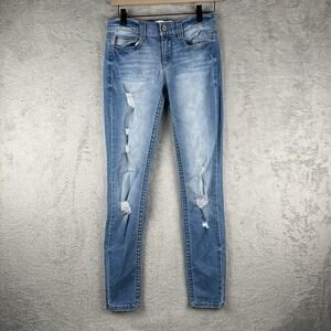 Mudd Jeans Juniors Size 5 Blue Medium Wash Denim Skinny Flex Stretch Casual